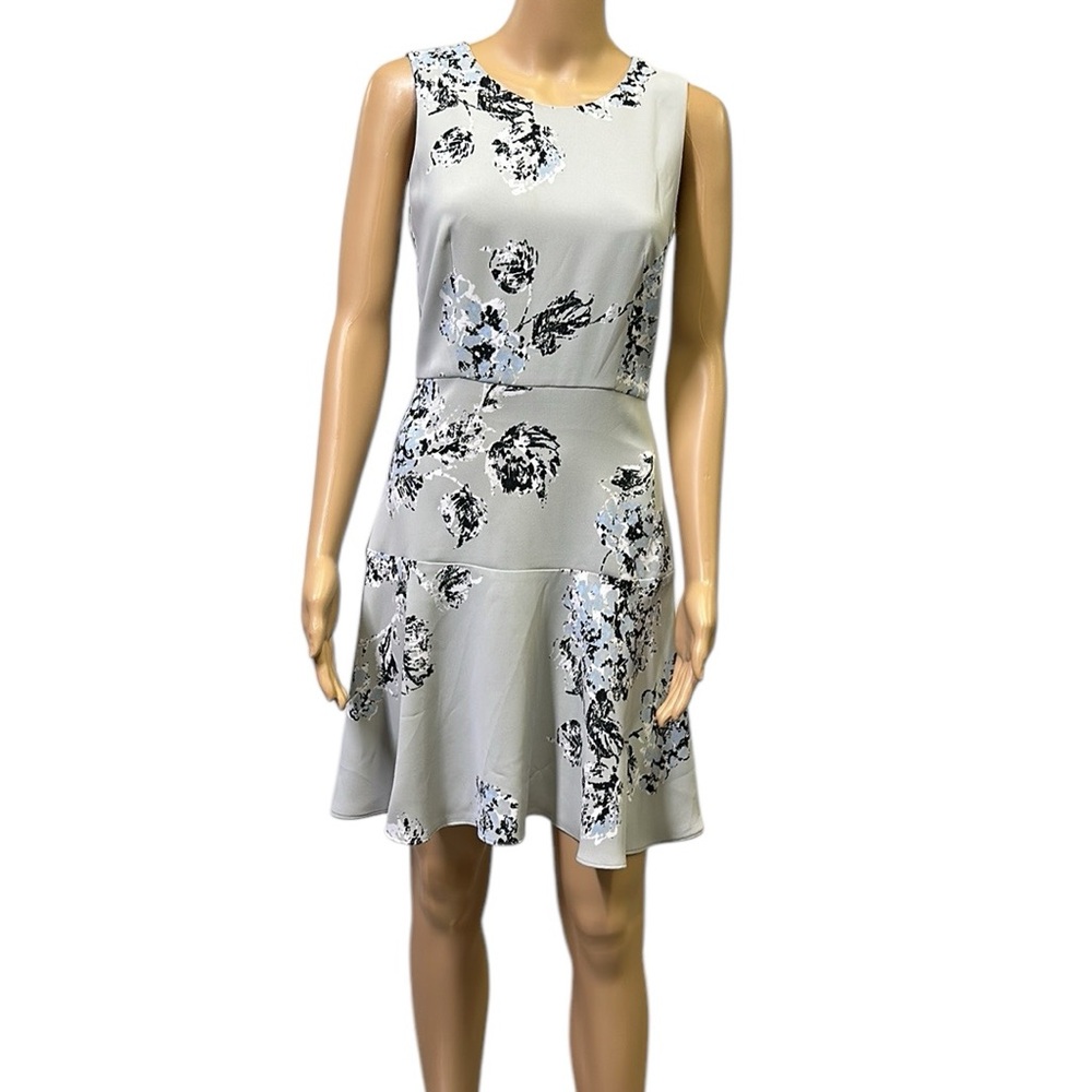 Armani Exchange Gray Floral Sleeveless Fit & Flare Flowy Zip Back Dress Womens 2